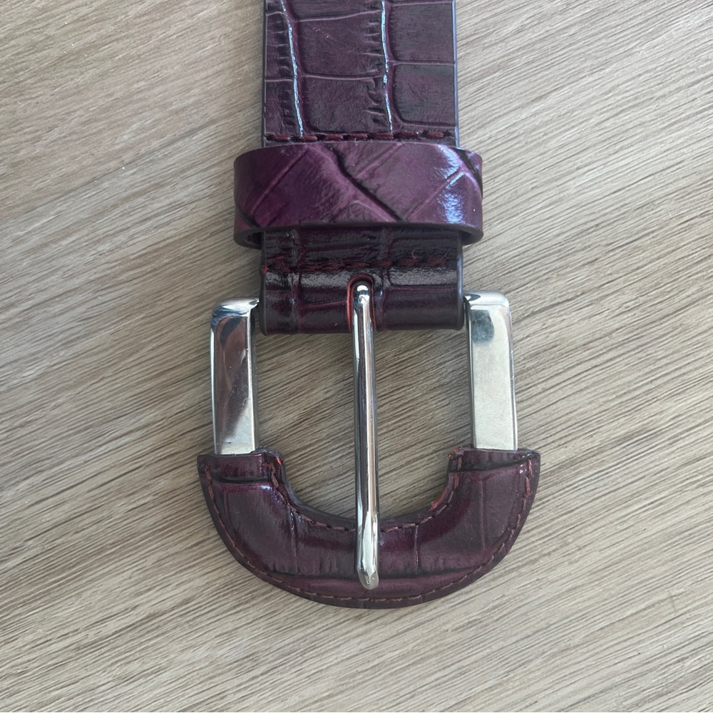 Rachel Comey Deep Burgundy Croc-Embossed Belt size small - Picture 4 of 7